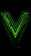 Green digital 'V' logo on a transparent background